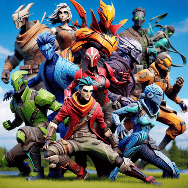 fornite like characters posing for a photo
