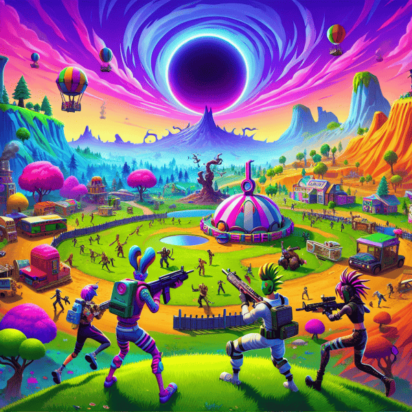 genera una imagen como el juego fortnite