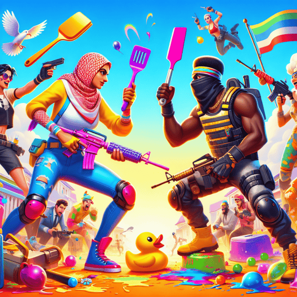 genera una imagen de un juego como fortnite