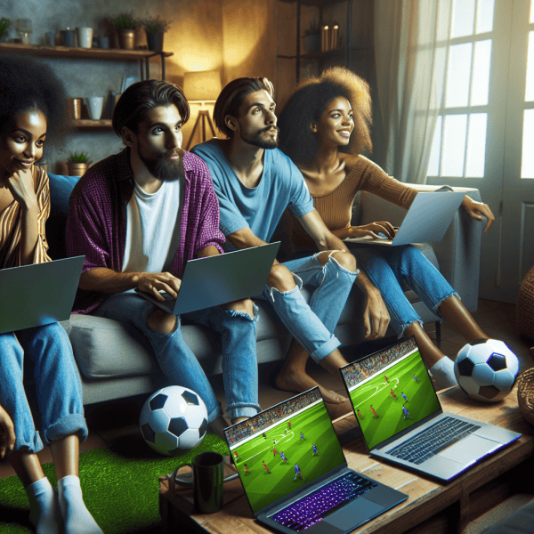 una imagen un grupo de amigos jugando fifa en computadores